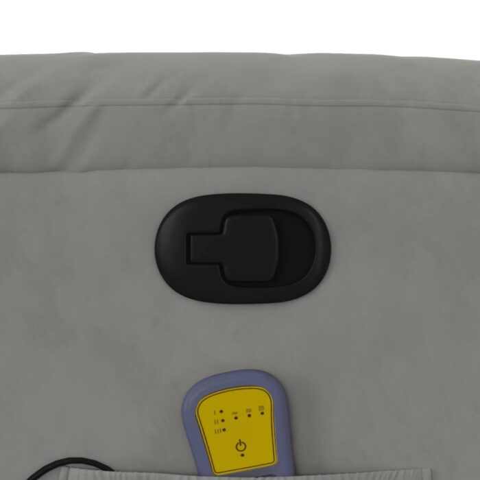 Fauteuil inclinable de massage gris clair tissu microfibre – Image 8