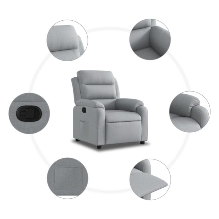 Fauteuil inclinable Gris clair Tissu – Image 3