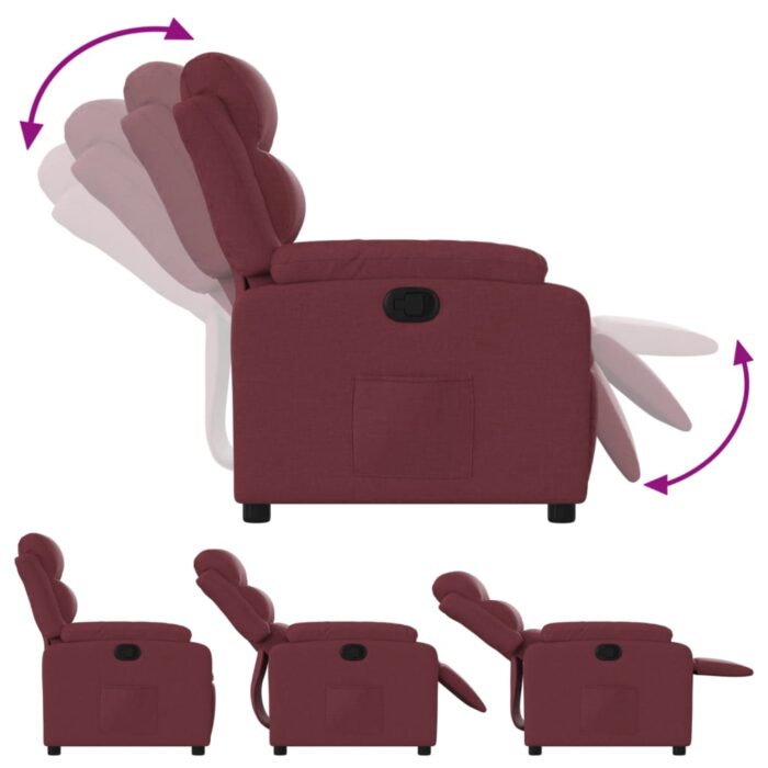Fauteuil inclinable Rouge bordeaux Tissu – Image 2