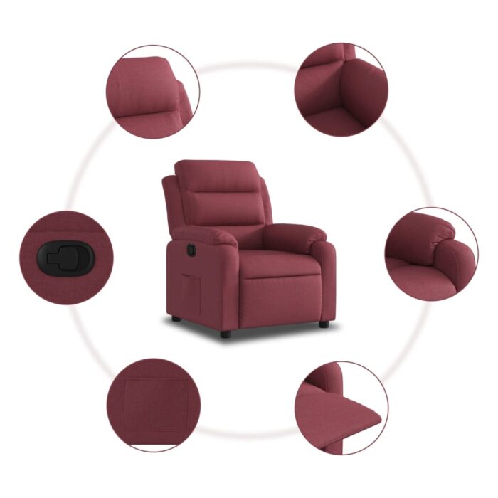 Fauteuil inclinable Rouge bordeaux Tissu – Image 3