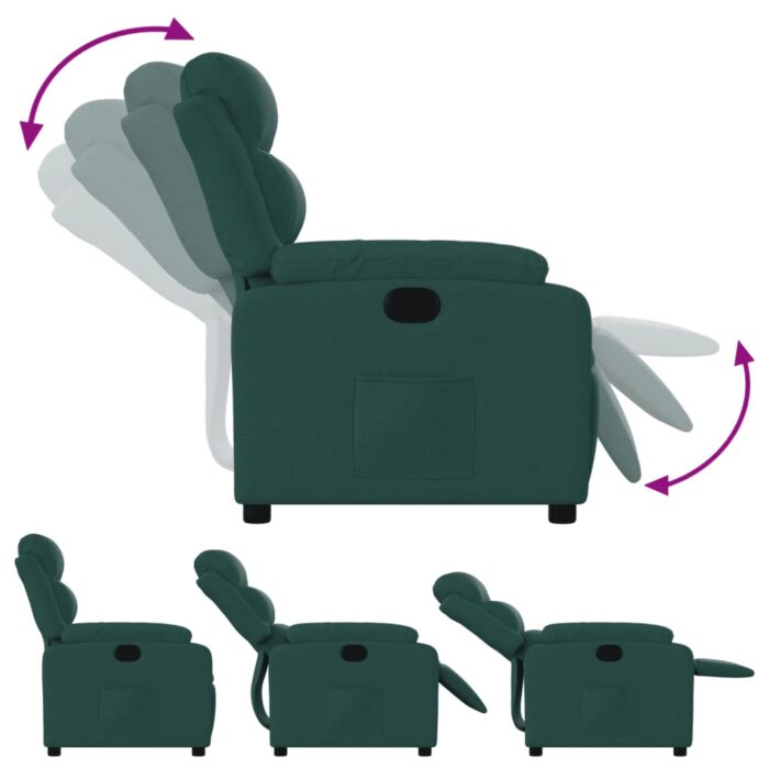 Fauteuil inclinable Vert foncé Tissu – Image 2