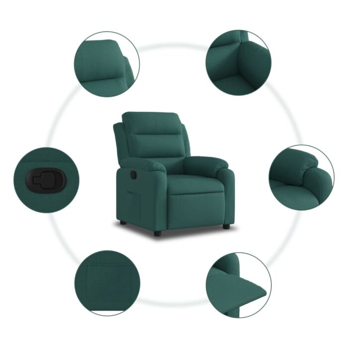 Fauteuil inclinable Vert foncé Tissu – Image 3