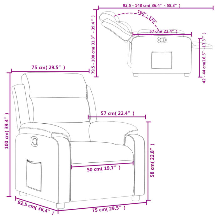 Fauteuil inclinable Vert foncé Tissu – Image 9