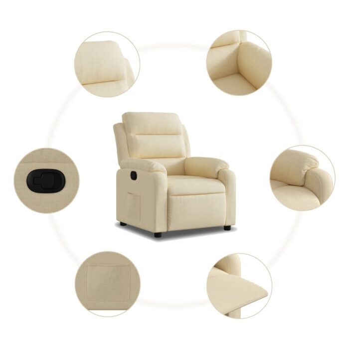 Fauteuil inclinable Crème Tissu – Image 3