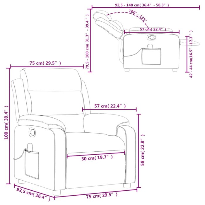 Fauteuil de massage inclinable Gris foncé Tissu – Image 11