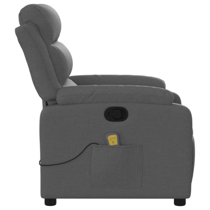 Fauteuil de massage inclinable Gris foncé Tissu – Image 6