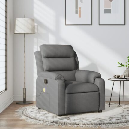 Fauteuil de massage inclinable Gris foncé Tissu