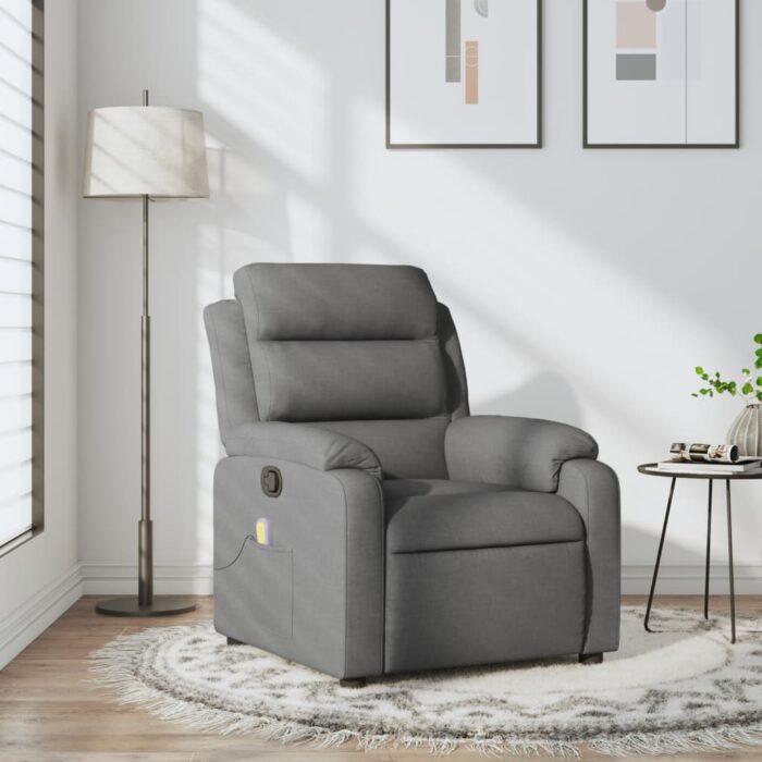 Fauteuil de massage inclinable Gris foncé Tissu – Image 1