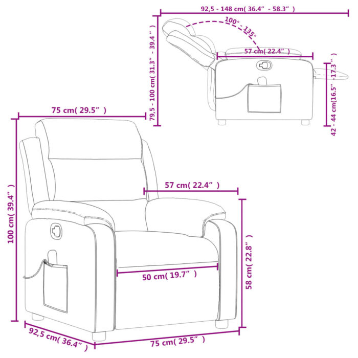 Fauteuil de massage inclinable Rouge bordeaux Tissu – Image 10