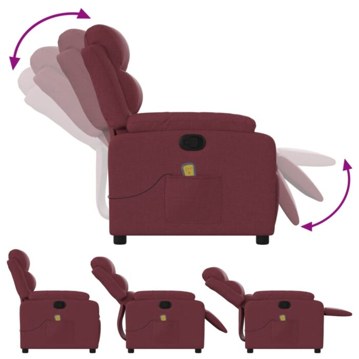Fauteuil de massage inclinable Rouge bordeaux Tissu – Image 3