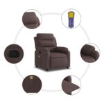 Fauteuil de massage inclinable Marron foncé Tissu – Image 4