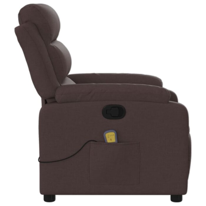 Fauteuil de massage inclinable Marron foncé Tissu – Image 6