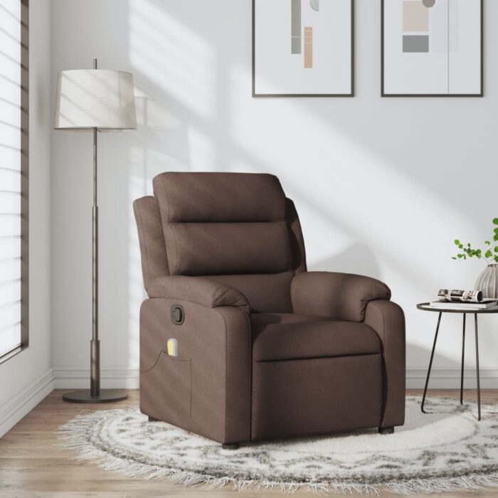 Fauteuil de massage inclinable Marron foncé Tissu – Image 1