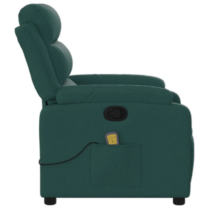 Fauteuil de massage inclinable Vert foncé Tissu – Image 6