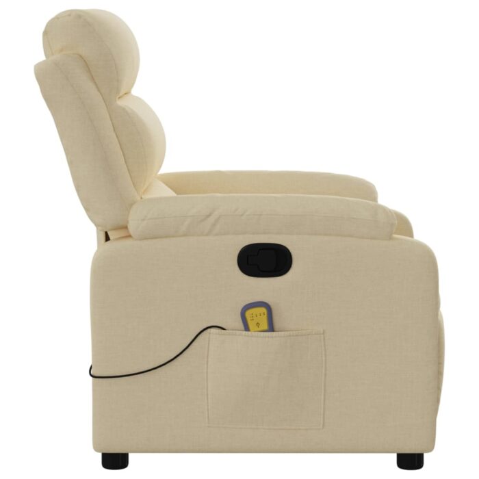 Fauteuil de massage inclinable Crème Tissu – Image 6