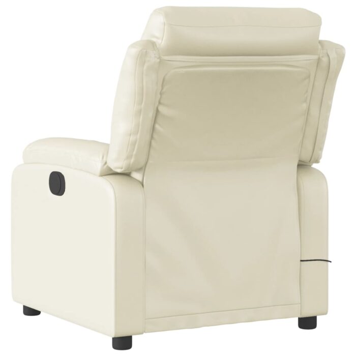 Fauteuil inclinable de massage Crème Similicuir – Image 2