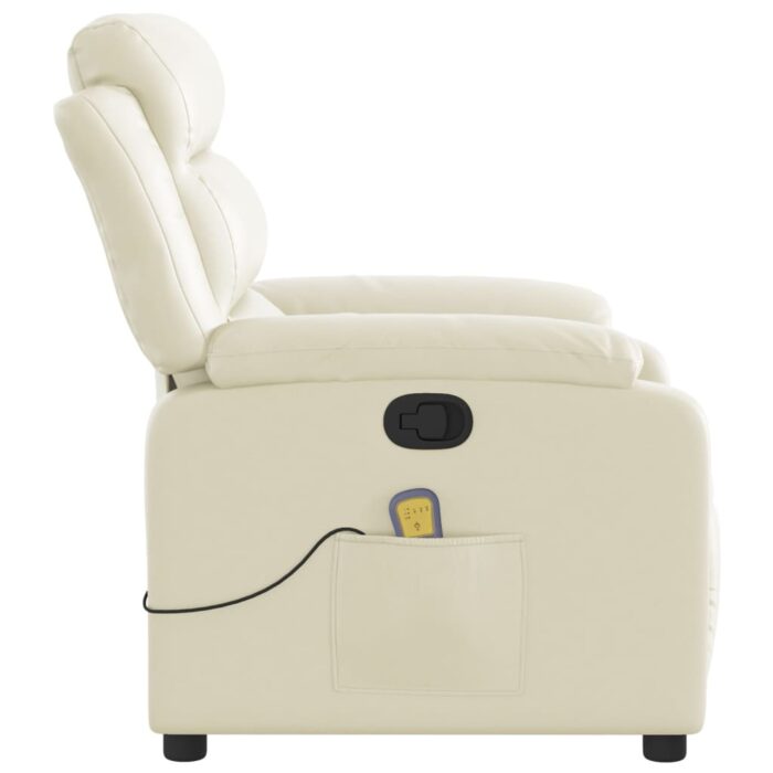 Fauteuil inclinable de massage Crème Similicuir – Image 6