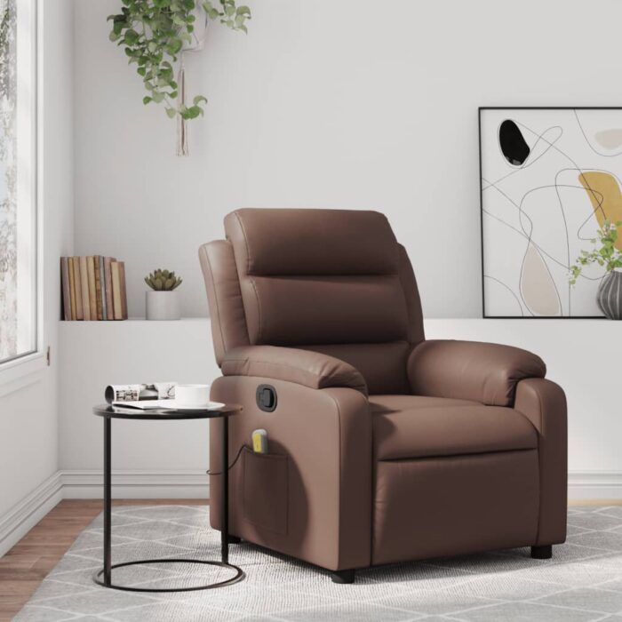 Fauteuil de massage inclinable Marron Similicuir – Image 1