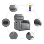 Fauteuil de massage inclinable Gris Similicuir – Image 4