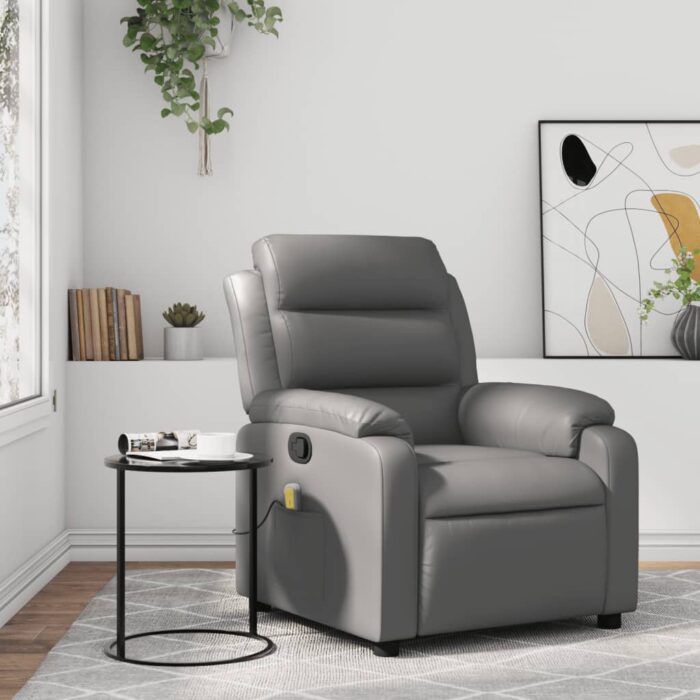 Fauteuil de massage inclinable Gris Similicuir – Image 1