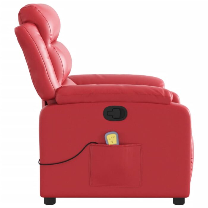 Fauteuil de massage inclinable rouge similicuir – Image 6