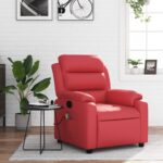 Fauteuil de massage inclinable rouge similicuir