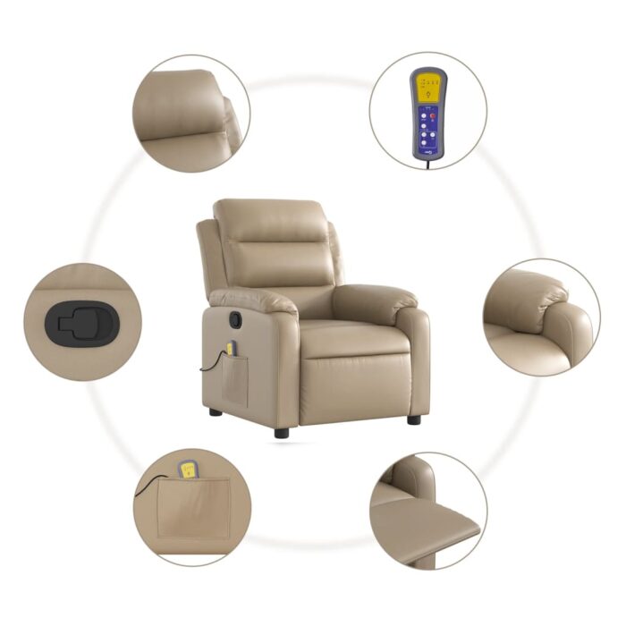 Fauteuil de massage inclinable Cappuccino Similicuir – Image 4