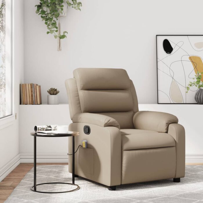 Fauteuil de massage inclinable Cappuccino Similicuir – Image 1