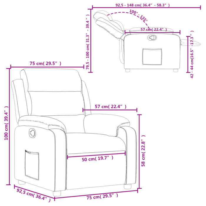 Fauteuil inclinable vert foncé velours – Image 9