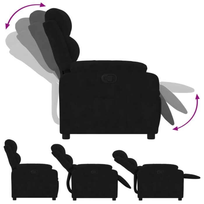 Fauteuil inclinable noir velours – Image 2