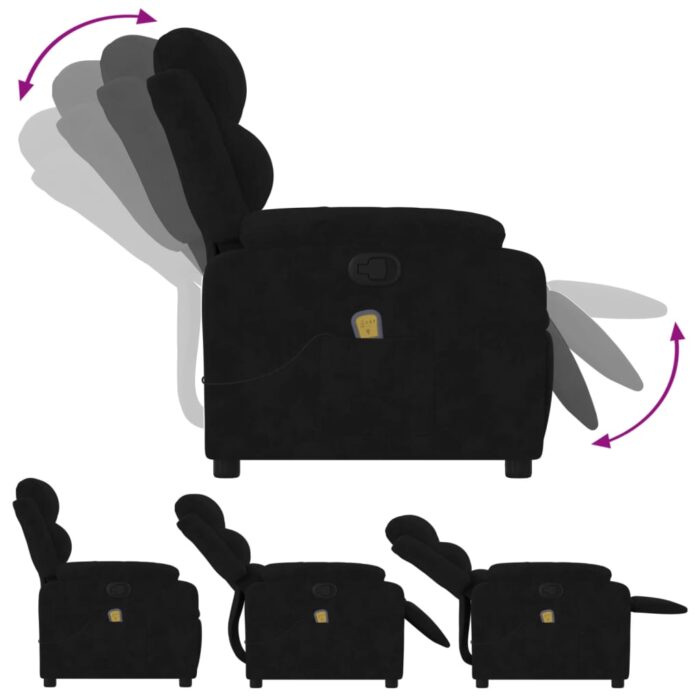 Fauteuil de massage inclinable noir velours – Image 3