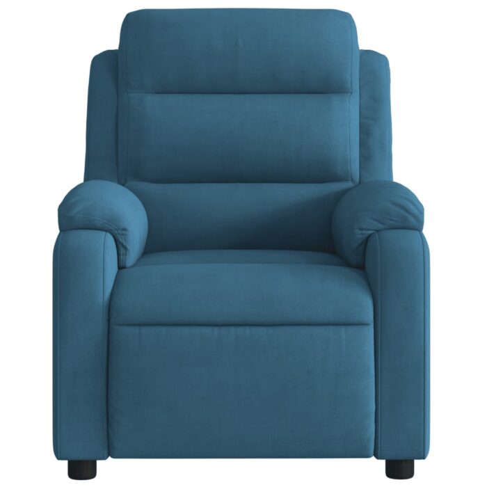 Fauteuil inclinable de massage bleu velours – Image 5