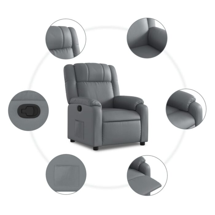 Fauteuil inclinable Gris Similicuir – Image 3