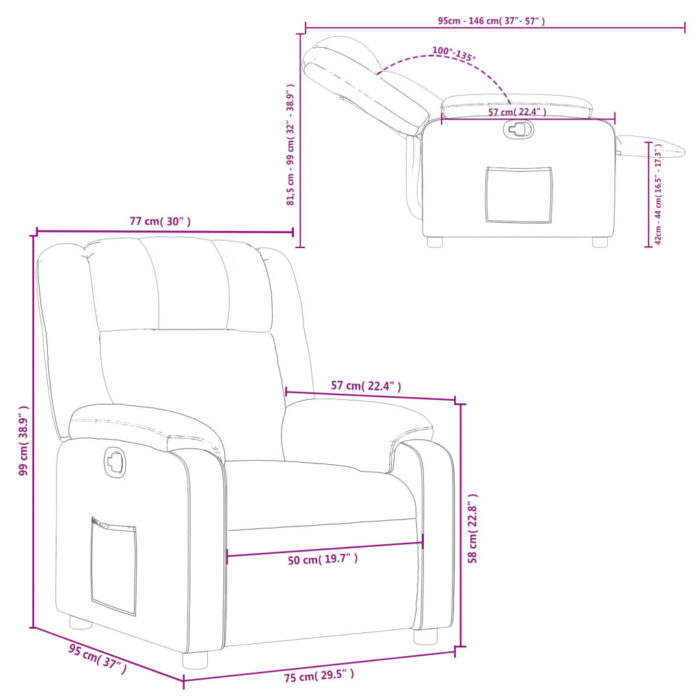 Fauteuil inclinable Rouge bordeaux Similicuir – Image 9