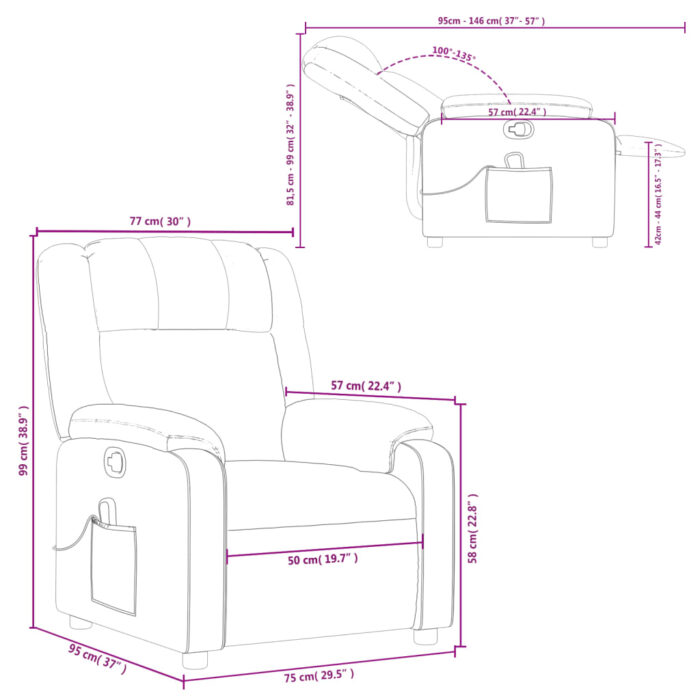 Fauteuil de massage inclinable Marron Similicuir – Image 10