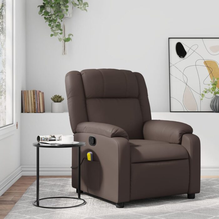 Fauteuil de massage inclinable Marron Similicuir – Image 1