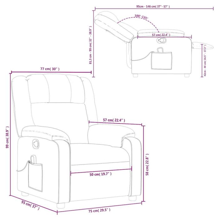 Fauteuil de massage inclinable Gris Similicuir – Image 11