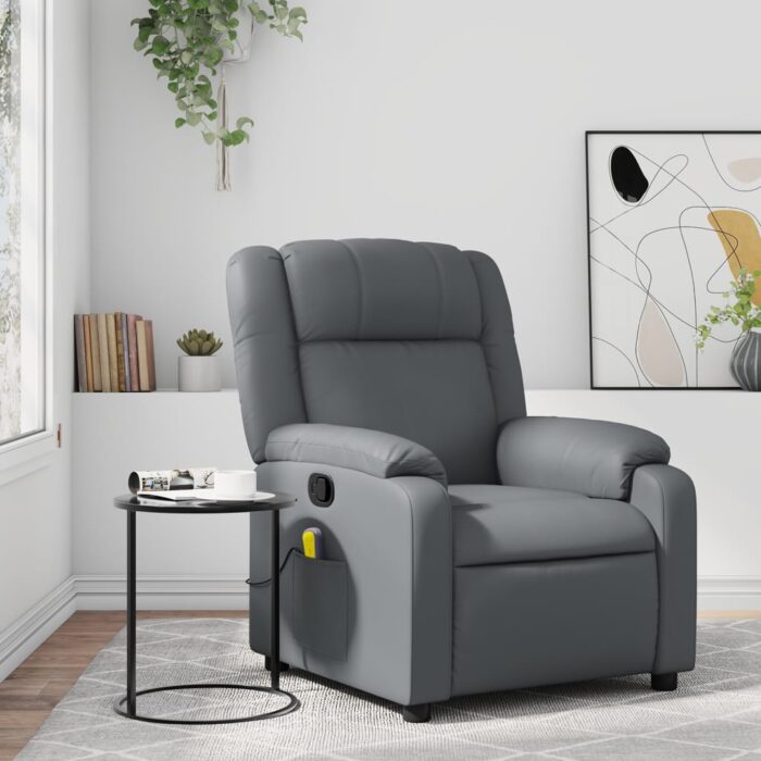 Fauteuil de massage inclinable Gris Similicuir – Image 1