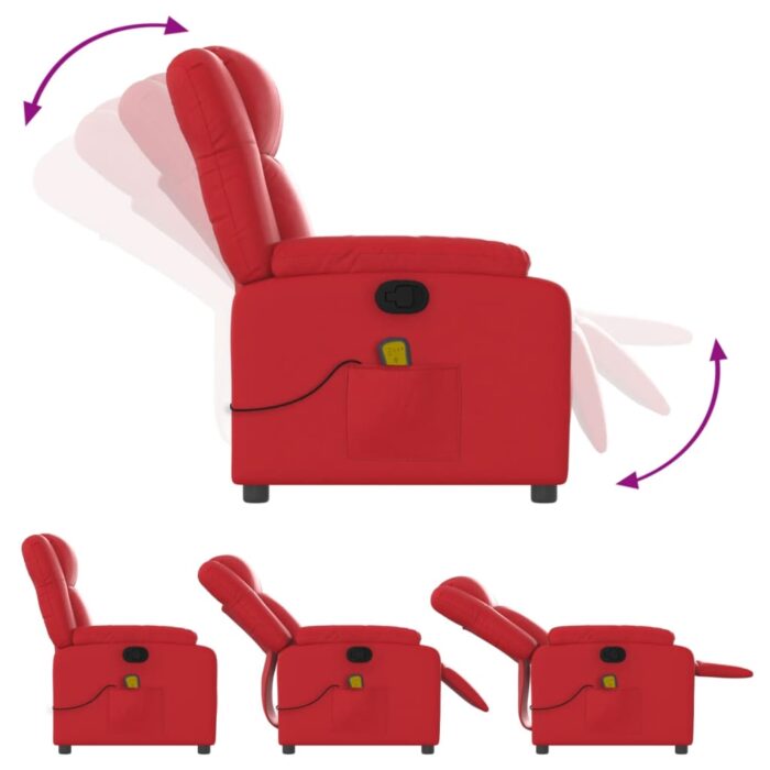 Fauteuil de massage inclinable rouge similicuir – Image 3