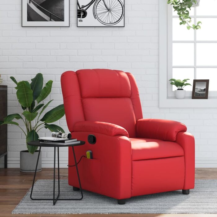 Fauteuil de massage inclinable rouge similicuir – Image 1