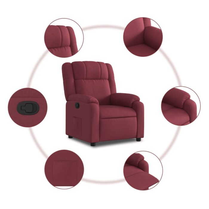 Fauteuil inclinable Rouge bordeaux Tissu – Image 3