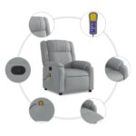 Fauteuil de massage inclinable Gris clair Tissu – Image 4