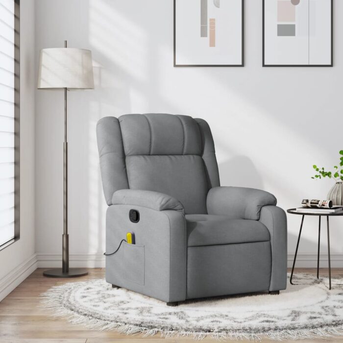 Fauteuil de massage inclinable Gris clair Tissu – Image 1