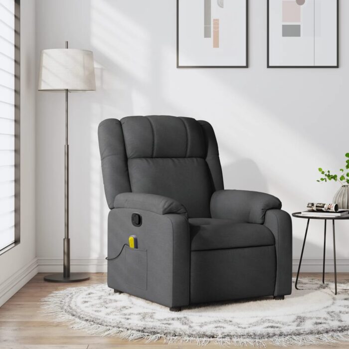 Fauteuil de massage inclinable Gris foncé Tissu – Image 1