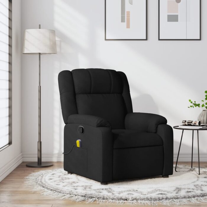 Fauteuil de massage inclinable Noir Tissu – Image 1