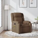 Fauteuil de massage inclinable Marron Tissu