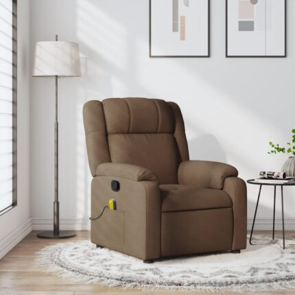 Fauteuil de massage inclinable Marron Tissu