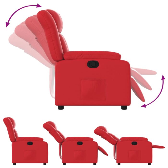 Fauteuil inclinable Rouge Similicuir – Image 2