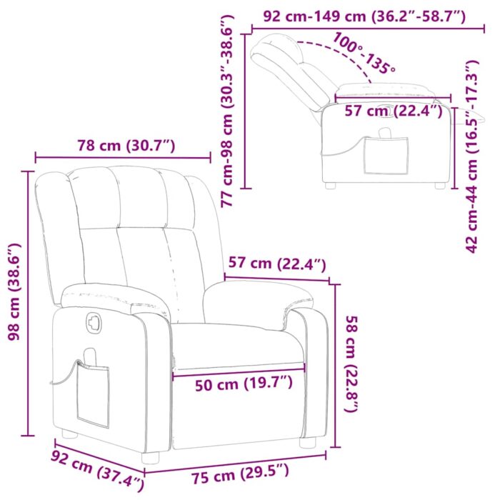 Fauteuil de massage inclinable Noir Similicuir – Image 11
