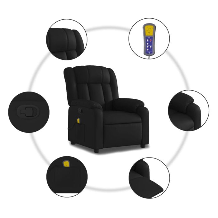 Fauteuil de massage inclinable Noir Similicuir – Image 4